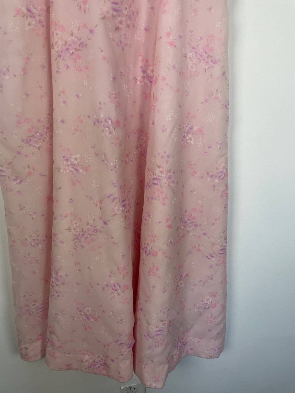 VTG Sheer Women's Lace Neckline Cottagecore Pink Floral Puff-Sleeve Maxi Dress - Picture 3 of 7